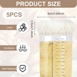 5Pcs Cotton Sourdough Jar Cover, Reusable Sourdough Bread Proofing Starter Jar Cloth Covers Breathable Fabric Covers Handmade Cotton Cloth Coversfor 3-4 inch