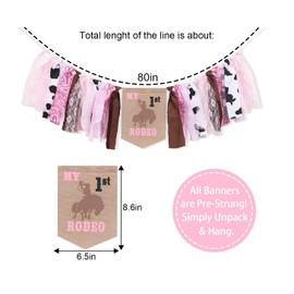 Cowgirl My First Rodeo High Chiar Banner – Cowgirl 1st /First High Chiar Banner, Vaquera Cumpleaños Primero/Primera Decoración, Fiesta temática Occidental Primer Cumpleaños, Accesorios para fotos de Cowgirl
