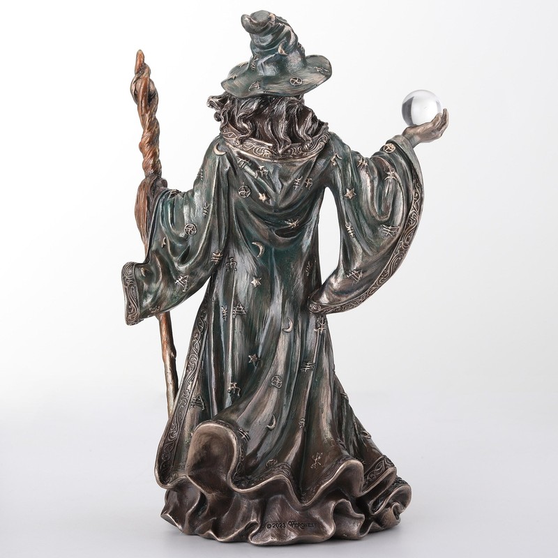 Veronese Design 8 1/8 Inch Wizard Holding Crystal Ball and