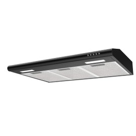 CIARRA AWB75918B Black Range Hood 30 inch Under Cabinet with Anti-Fingerprint Design, Slim Vent Hood with Push Button Control, Ducted and Ductless Convertible