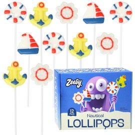 Nautical Lollipops Individually Wrapped - 12 Nautical Candy Suckers for Nautical Party Favors, Nautical Baby Shower Party Supplies, Birthday Cruise, Anchor Themed Birthday, Boat Party, Cruise Party Favors