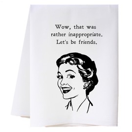 cora & pate Let's Be Friends Sassy Kitchen Tea Towel, Large Luxury Cotton Flour Sack Dish Cloth