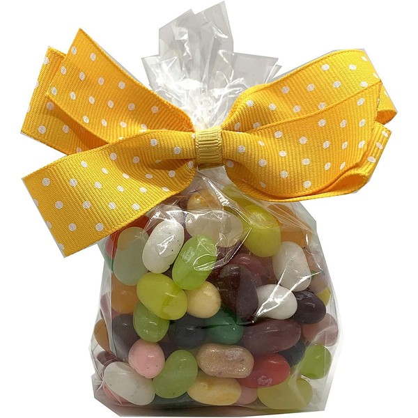 Small Gusseted Cello Bags/Cellophane Polypropylene Gusseted Bags Size: 3" x 8.25" + 1.5" (8m x 21cm + 4cm) Premium Crystal Clear - 100 pcs fits Approx. 1/2 lb of Candy (S- 0.5lb/ 250g)