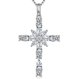 Miaofu Cross Necklace Cross Chain with 5A+ Zirconia for Women, Chain 45 + 3 cm, Cubic Zirconia