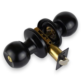 HANDLESTORE® Locking Door Knobs - Entrance, Privacy or Passage with Keys or Thumb Locking - Matt Black (Entrance Knob)