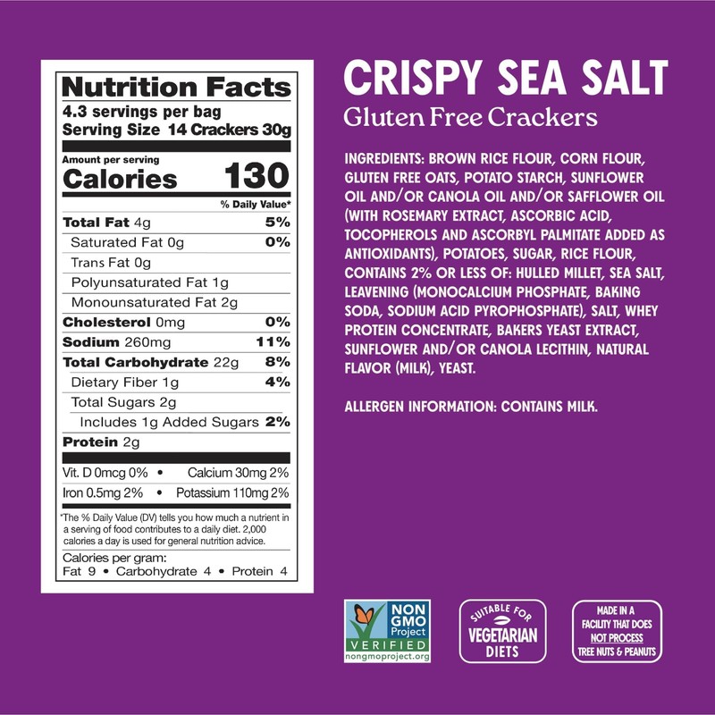 Milton’s Gluten Free Crackers, Crispy Sea Salt - Non-GMO Project