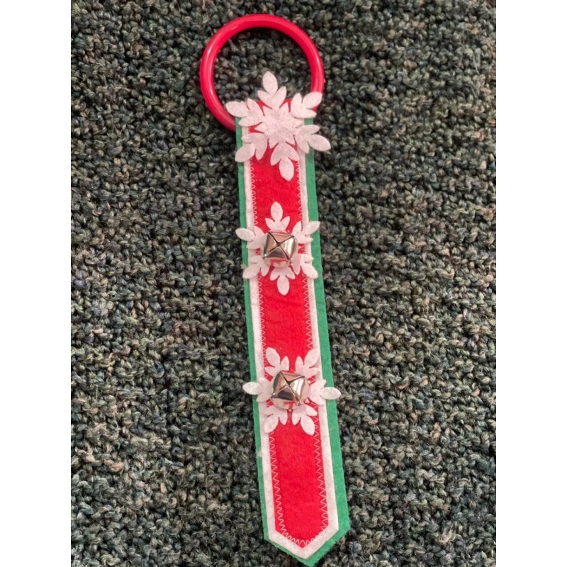 Christmas Decor Bell Doorknob Hanger Snowflake Red Green White 2