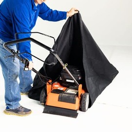 Jokari Waterproof 60 Inch Lawn Mower Equipment Cover Bag with Oil Absorbing Pad. Pro Grade Heavy Duty Polyester Rain Proof Zip Up Case Protects Mowers Outdoors from Snow, Ice or Wet Weather All Year