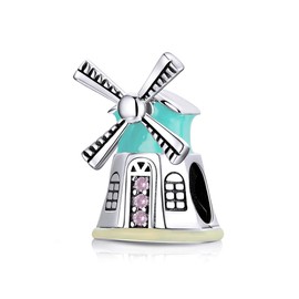 MEITAIHE Airplane Travel Rocket Bicycle Charms For Bracelets 925 Sterling Silver Bead for Women Charm Bracelet Family Beads (Windmill)