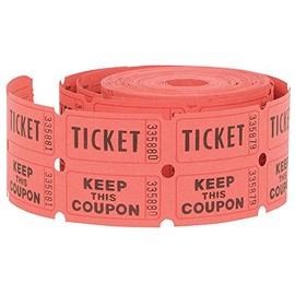 Unique Ticket Rolls, Paper, Red, Green, or Blue, 2"