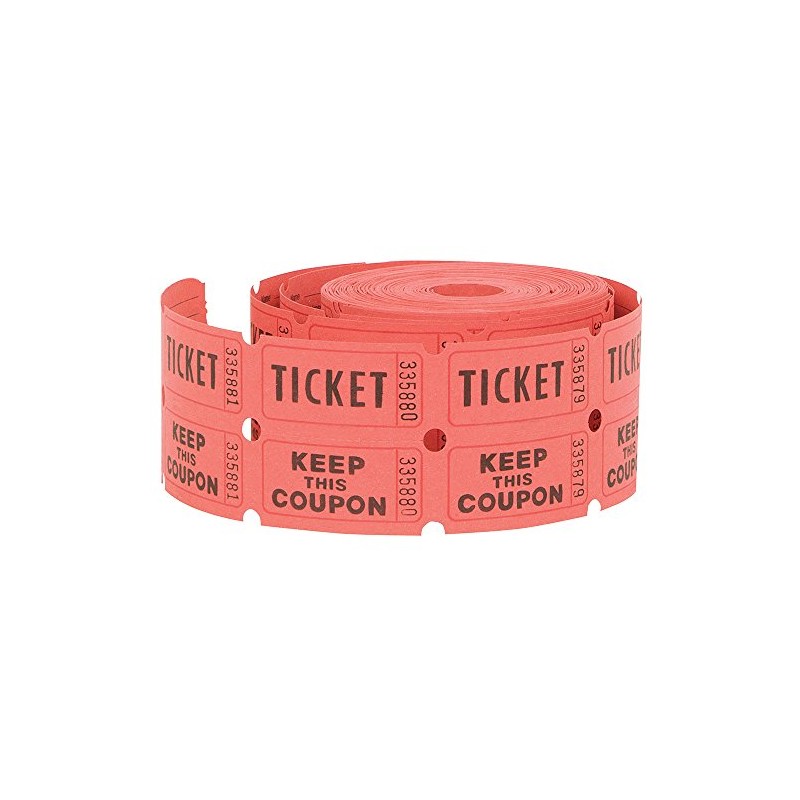 Unique Ticket Rolls, Paper, Red, Green, or Blue, 2"