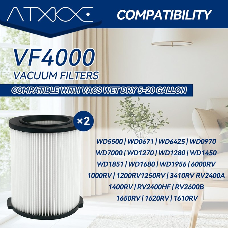 ATXKXE VF4000 General Standard Replacement Filter for 72947 Wet Dry