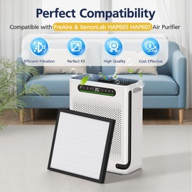 HAP605 Air Purifier Replacement Filters for FreAire HAP605 HAP607 and for XenonLab HAP605 HAP607 Air Purifier, 3-in-1 HAP607 Efficient Air Filter with Activated Carbon for Home, 2-Pack
