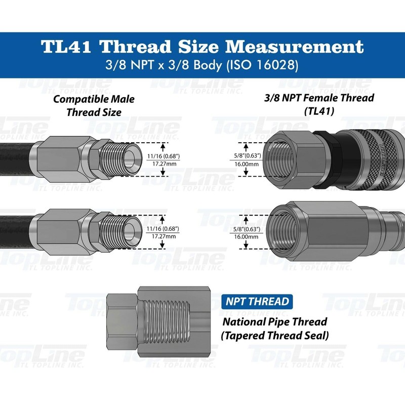 TL Topline 3/8" Body with 3/8" NPT Thread | Flat