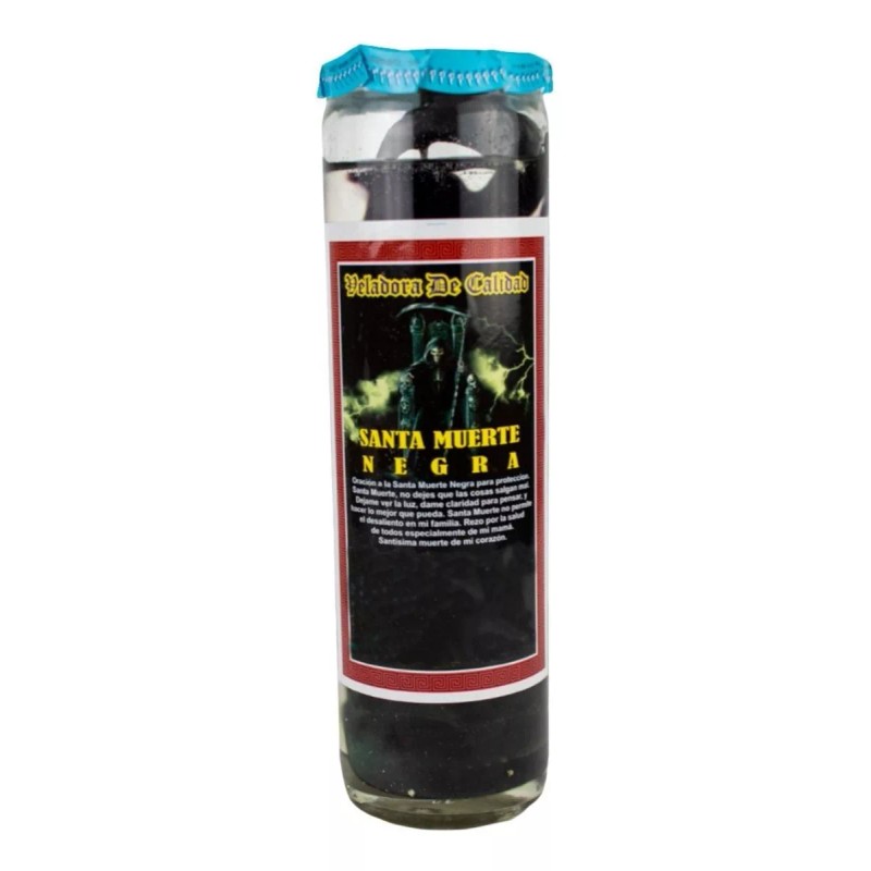 CEB 4 Veladoras Santa Muerte Negra De Gel Prep