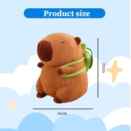 Landrain 22 cm Capybara Cuddly Toy Carrying Turtle Super Soft Capybara Plush Toy