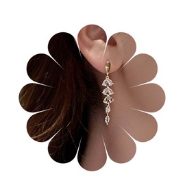 Cimenexe Bohemian Crystal Tassel Drop Earrings Gold CZ Leaf Stud Earrings Leaf Chandelier Earrings Cluster Crystal Dangle Earrings Rhinestone Leaf Drop Earrings Jewellery for Women, Crystal