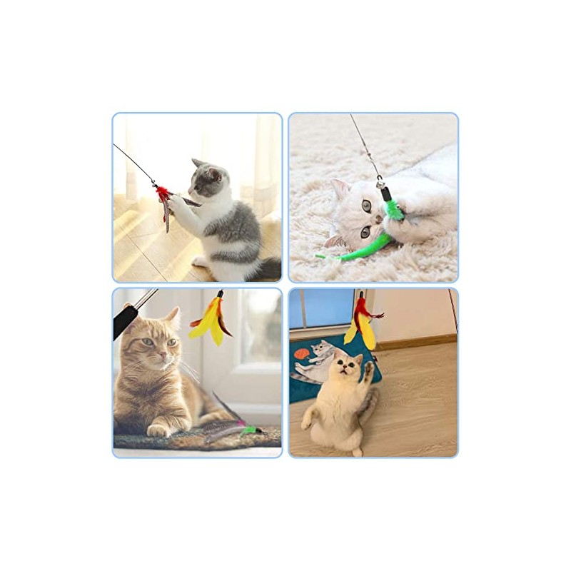 Juguetes Interactivos De Plumas para Gatos, Varita De Gato Retráctil,