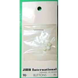 (4) VINTAGE JHB 1/8" WHITE PLASTIC SHANK BABY DOLL BUTTONS NOS CARD (J900)