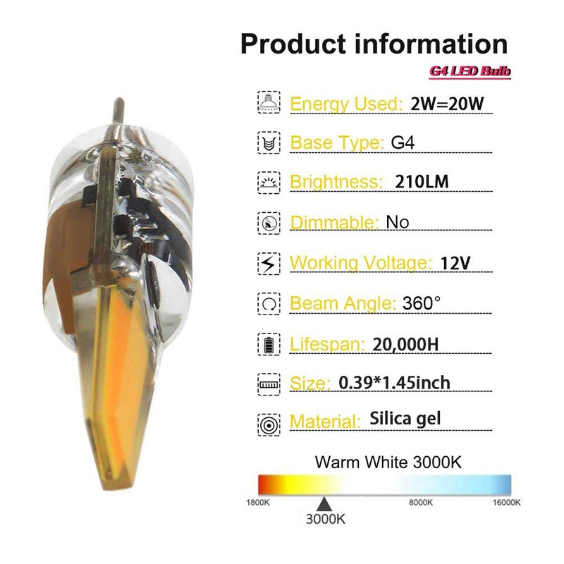 G4 LED Bulb 2W Equivalent to 20W T3 JC Type