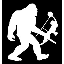 SixtyTwo24 Bigfoot Bow Hunter Sticker- 5'' Decal {White}- Bigfoot, yeti Sticker, Sasquatch, boggy Billy Sticker, Boogie Man, Yeahoh, Hunter, Bow and Arrow, Bow Hunter, Hunting Sticker SIX782W