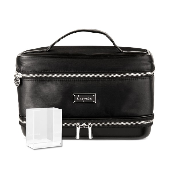Leopara STUDIO Travel Makeup Bag with Mirror-Mountable Brush Cup |