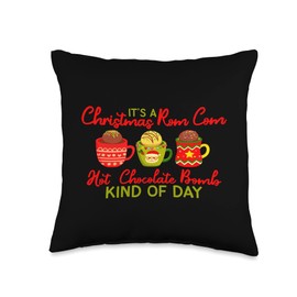Hot Chocolate Bomb Gifts for Christmas Rom Com Fan Christmas ROM Com Hot Chocolate Cocoa Bomb Saying Throw Pillow, 16x16, Multicolor