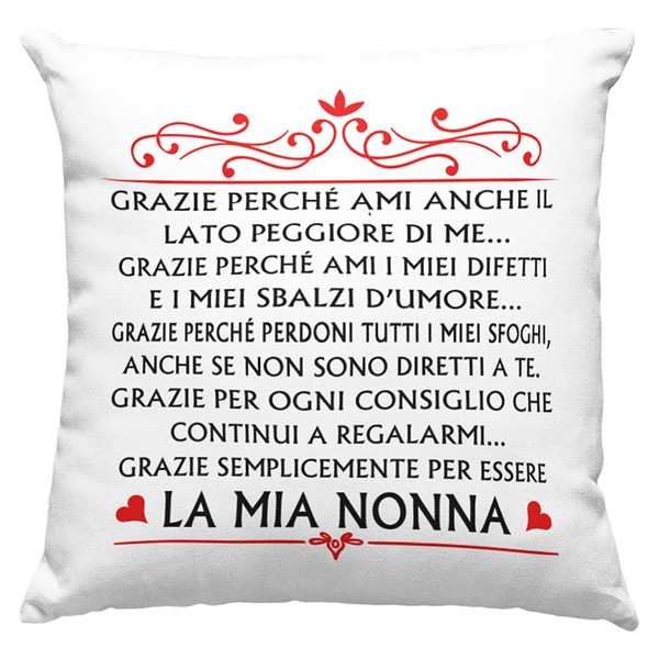 Grandma Love Pillow, Original Birthday Gift Idea, Thank You for Being My Grandma, Sofa Bed Furniture - with Filling (40_x_40_cm, Grandma)
