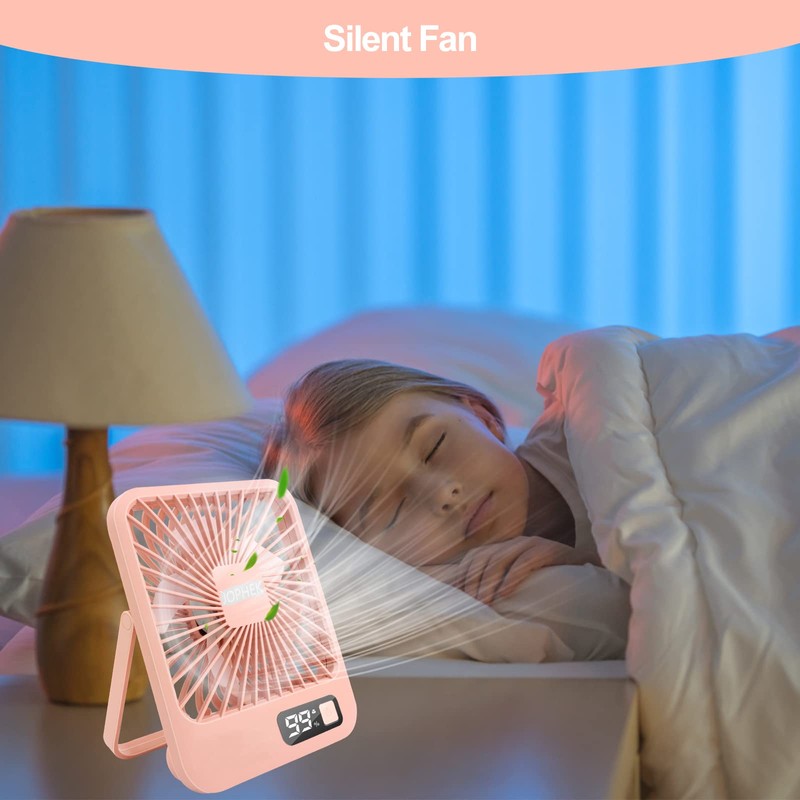 JOPHEK Fan, 3000 mAh Quiet Table Fan, 5 Speed USB