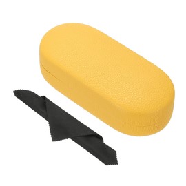 PATIKIL Hard Shell Eyeglasses Case, PU Leather Large Glasses Case Litchi Grain Protective Sunglasses Organizer for Women Men Eyeglasses Sunglasses Storage, Yellow