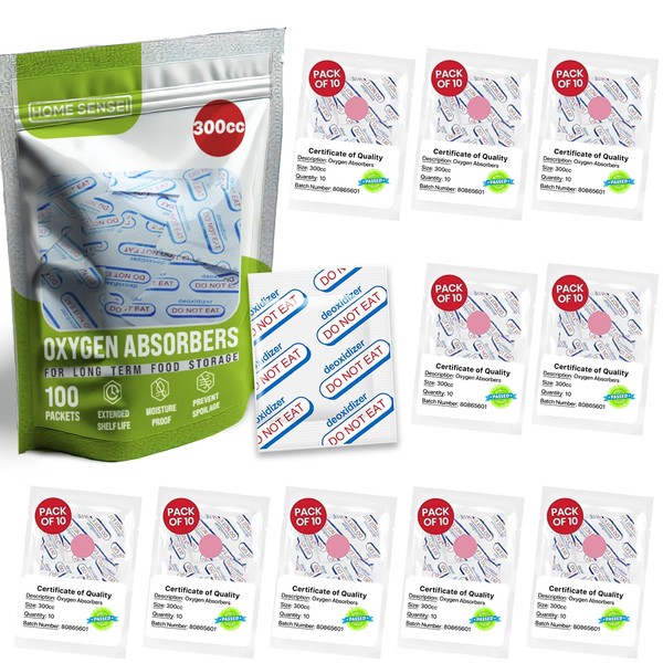 300cc Oxygen Absorbers for Food Storage 100 Pack - Sealed