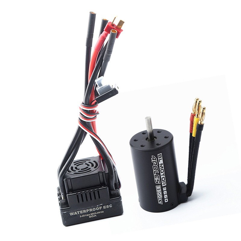 Waterproof 3660 3300KV Brushless Motor 80A Brushless ESC Combo Set