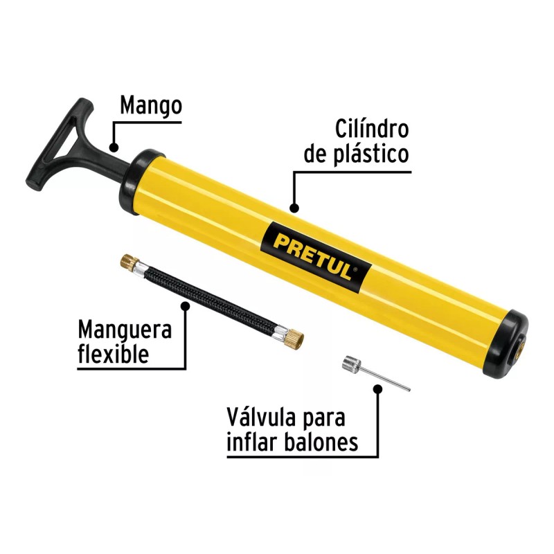 Pretul Bomba Manual Para Inflar Balones Pretul 21695 Color Amarillo