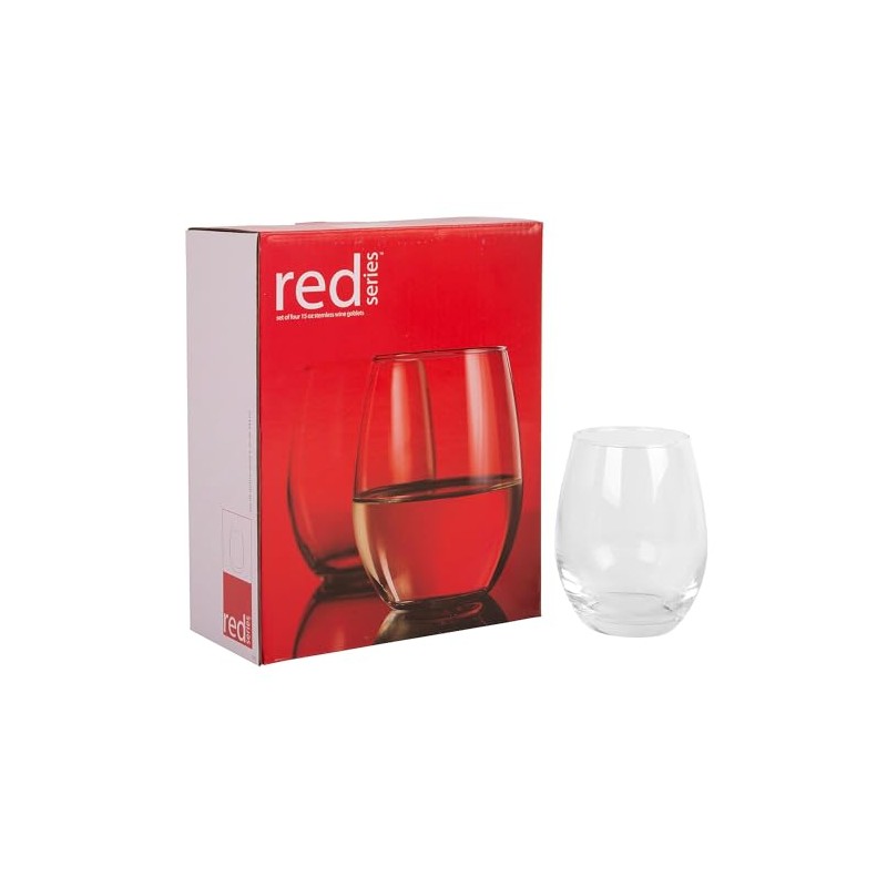 Home Essentials Stemless Red Wine Glass (Set of 4), Black
