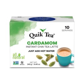 Quik Tea QuikTea Cardamom Instant Chai Tea Latte - 10 Count Single Box - Superfood Antioxidant, Digestion Tea