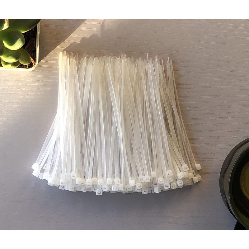Oksdown 100 Pack White Plastic Cable Ties 100mm×2.5mm Small Nylon