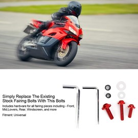 Yuecoom 158 Pcs/Set Universal Fairing Screw Sealing Wrench Kit, Universal ABS Aluminium Fairing Screw Kit for Motorcycles (Red)
