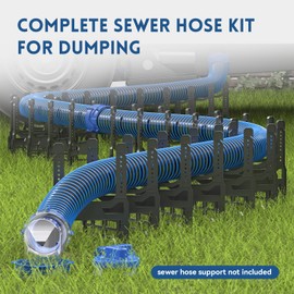 DUMPMAN 20 FT RV Sewer Hose Kit, Sewer Hose for RV Camper - Includes 2 Attachable 10 ft Sewer Hose with Swivel Fitting, 90 Degree Clear View Sewer Adapter, and 4 Storage Caps