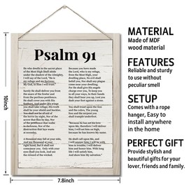 Psalms 91 Christian Inspirational Quote Decor Sign, Spiritual Wall Decor Sign, Hanging Printed Wall Plaque Wood Signs, Home Office Decor, Inspirational Christian Family Home or Office Decor H
