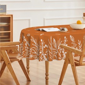 Horaldaily Fall Tablecloth 60×84 Inch Oval, Thanksgiving Autumn Harvest Orange Wild Flowers Table Cover for Party Picnic Dinner Decor