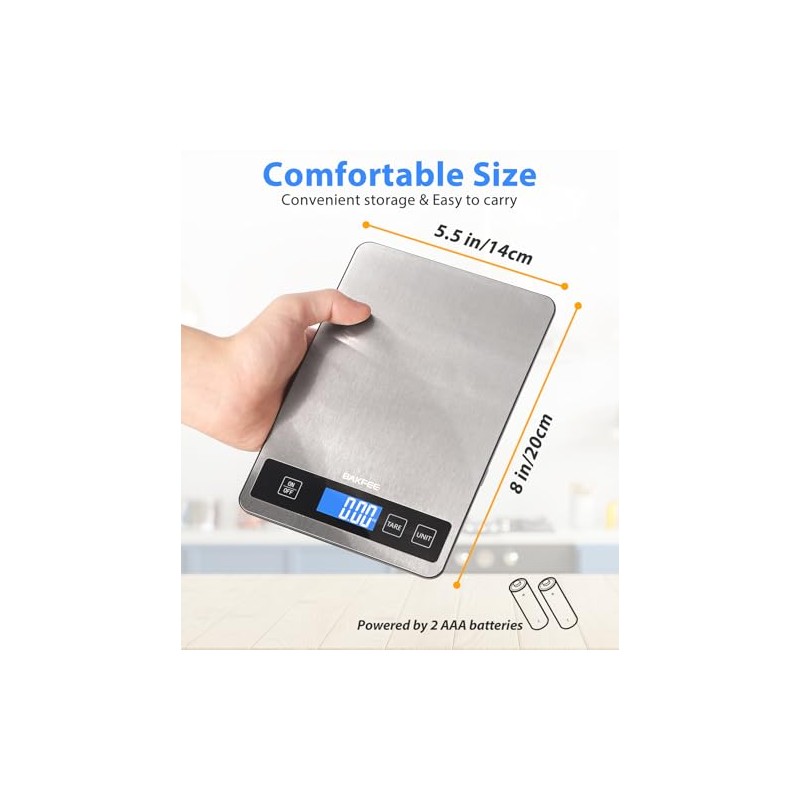 Food Scale - 15kg/33lb Digital Kitchen Scale with Full-View LCD