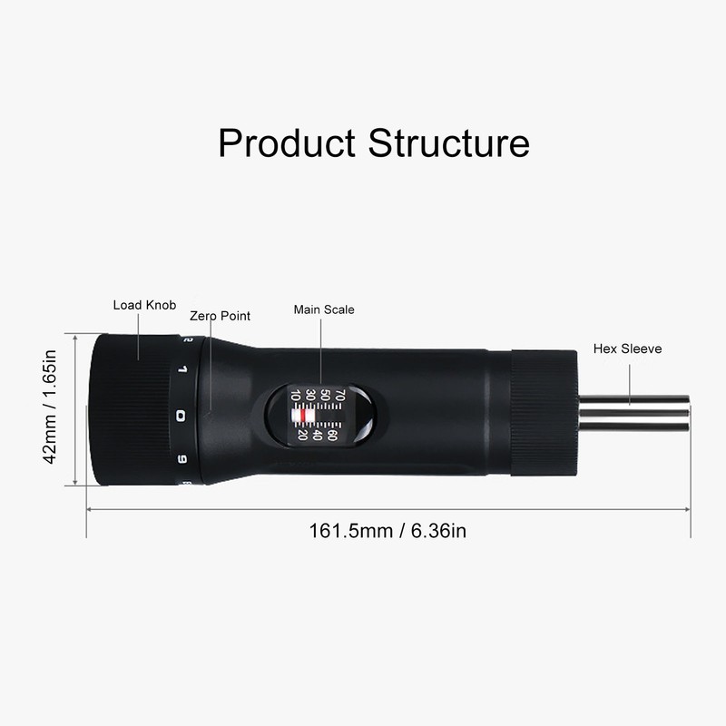 Screwdriver Torsion Wrench 10‑70in‑lb 1/4in Drive Adjustable Torsion Screwdriver