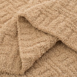 GINAMUSE Camel Ultra Soft Knit Throw Blanket for Couch,50"X60" Microfiber Fluffy Cozy Warm Knitted Blankets with Checked Pattern for Sofa Bed