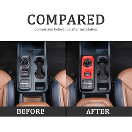 Gear Shift Panel Cup Holder Trim Cover for Ford Maverick 2022 2023 2024 Center Console Decoration Kit Interior Accessories (Matte Black & Red)