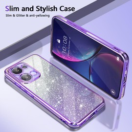 BEEJTUNY Case for VIVO V40 SE 5G, Transparent Protective Cover with Gradient Glitter, Soft and Beautiful Bumper Shell, Stylish Shockproof Cover. Purple