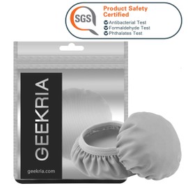 Geekria 2 Pairs Flex Fabric Headphones Ear Covers (Product Safety Certified), Washable & Stretchable Sanitary Earcup Protectors for On-Ear Headset, Sweat Cover (Small/Gray)