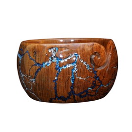 Handcrafted Wooden Rose Wood Yarn Bowl for Knitting & Crocheting Wooden Yarn Storage Bowl with Carved Holes Drills Knitting Crochet Accessories Bowl - Christmas Gift