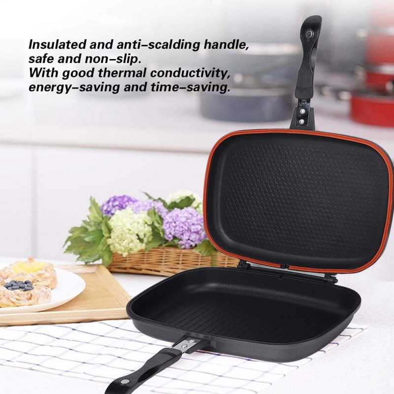 Double Sided Frying Pan, Kitchen Portable Non Stick Baking Pancake