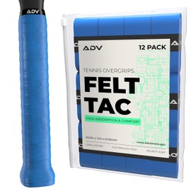 ADV Dry Tennis Overgrip Tape - 12-Pack - FeltTac Tennis Racket Grip Tape - Ultra Absorbent Tennis Grip Tape - High Velvety Comfort Tennis Racket Grips - Pro Tested & Designed Tennis Grips Overgrip