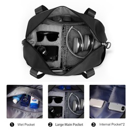 SZLX for Ryanair Airlines Cabin Bag 40x20x25 Underseat Foldable Travel Duffel Bag Holdall Tote Carry on Hand Luggage Overnight for Women and Men 20L(Black)